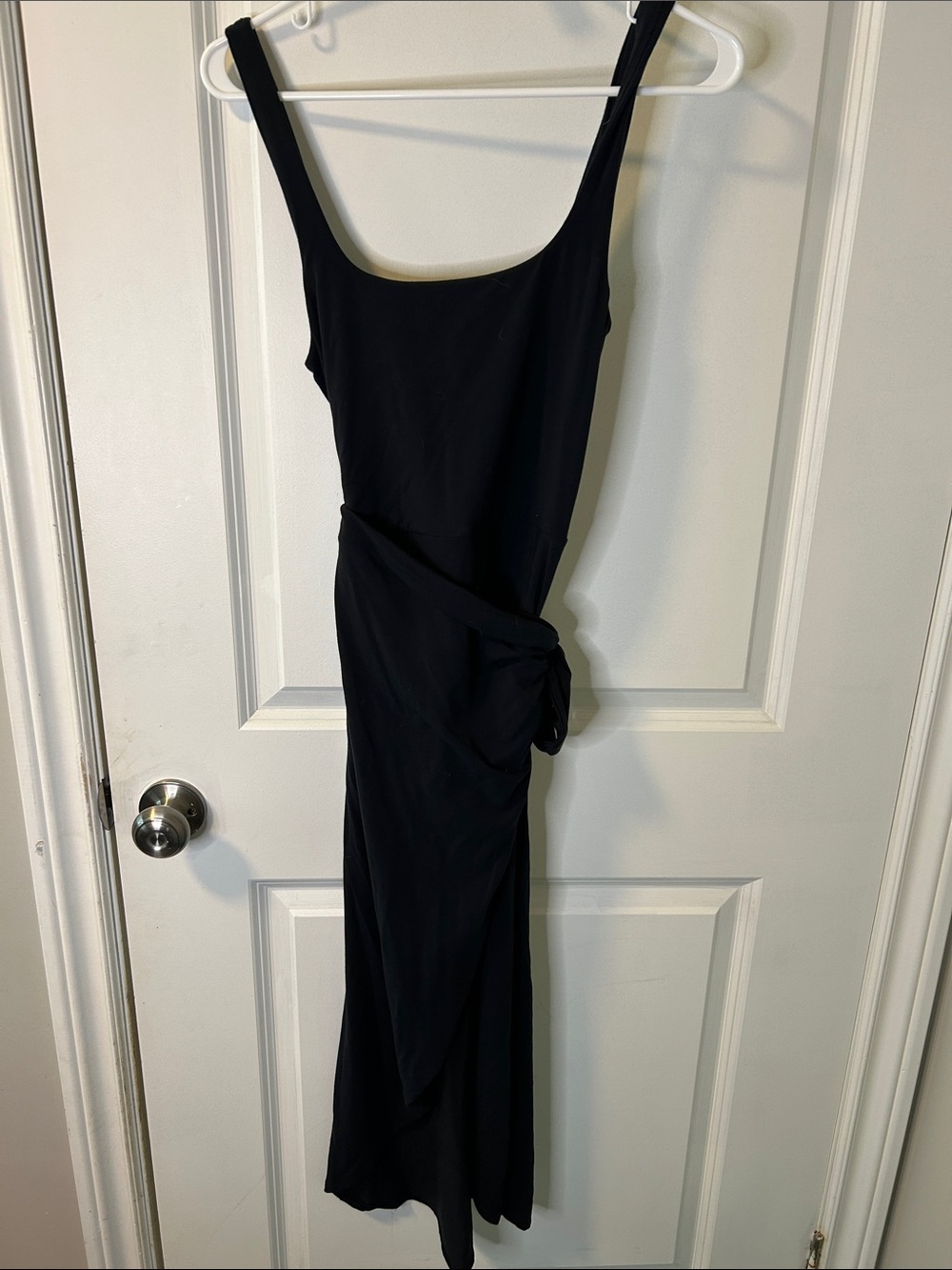 99. Wilfred Black Maxi Dress with Side Knot Detail